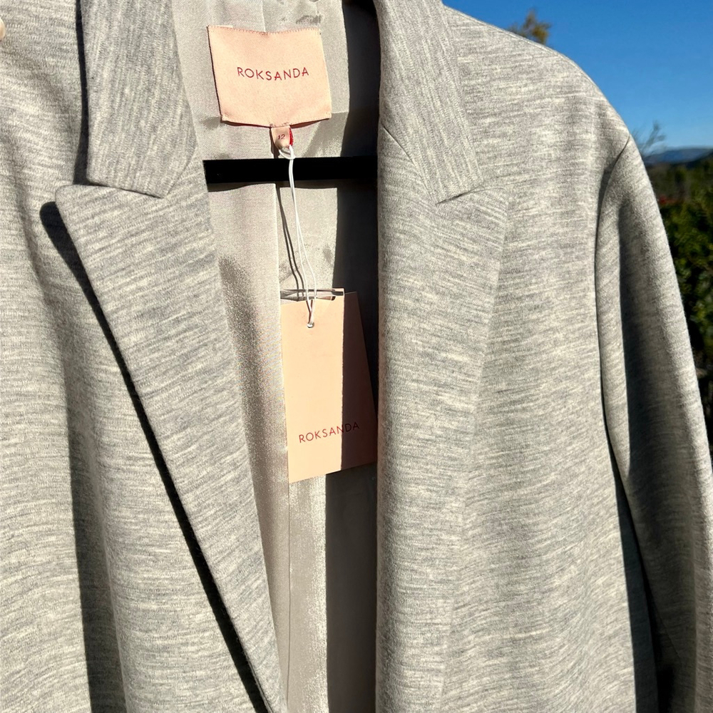 Roksanda Wool Blazer Jacket Light Grey Open Front Size 12 US 8 Medium Large NWT - Picture 5 of 6
